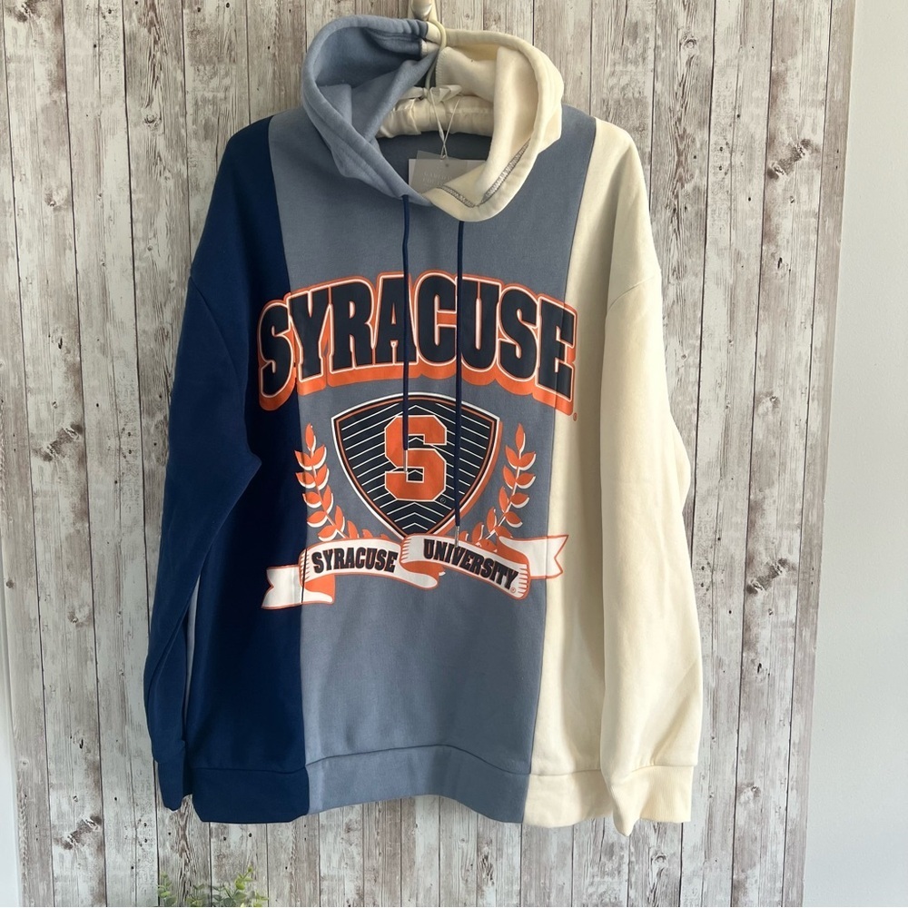 Syracuse University Tri-Color Color Block Hoodie New XS